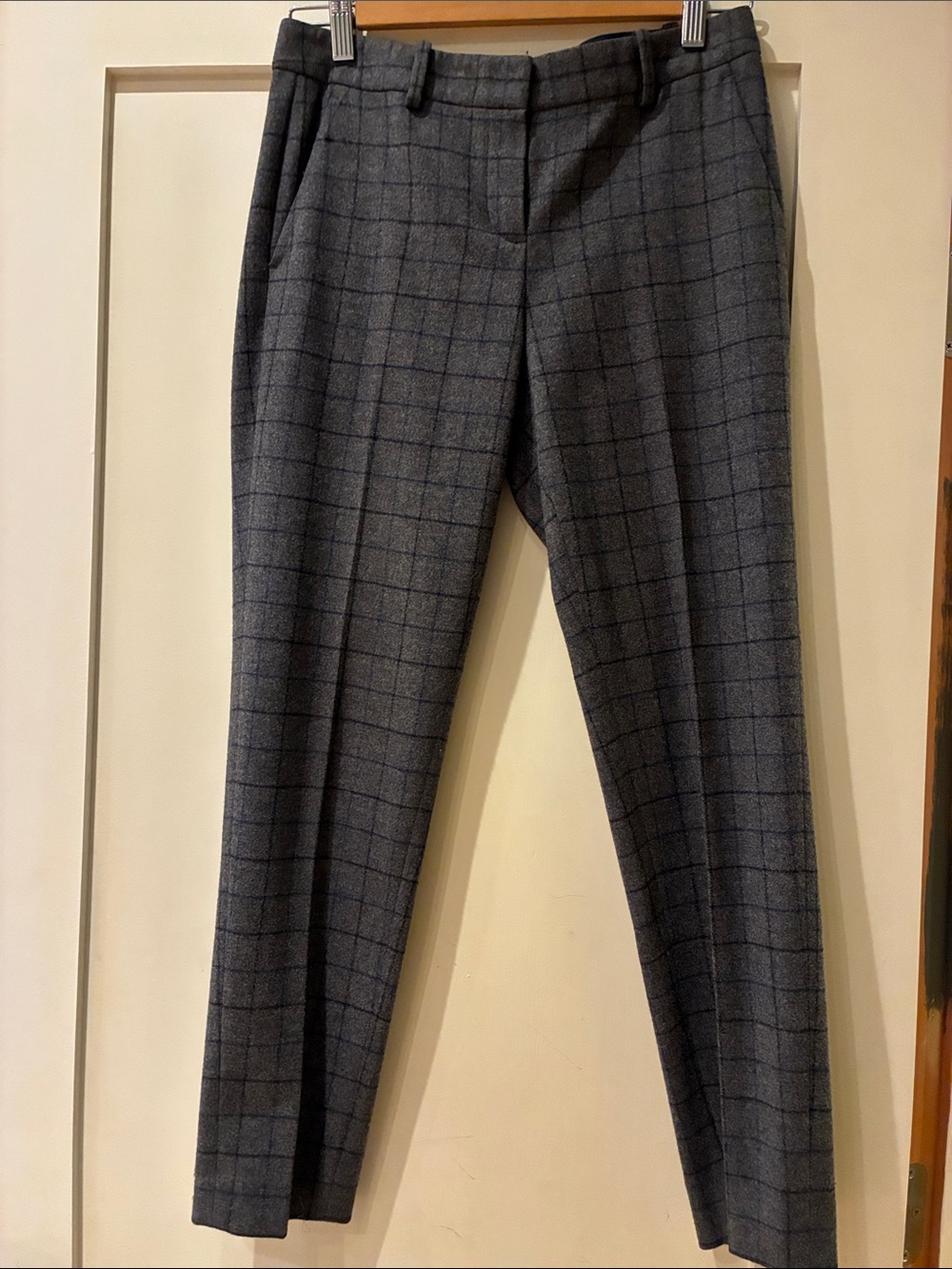 Theory Treeca Charcoal Gray Windowpane wool Pants - size 0